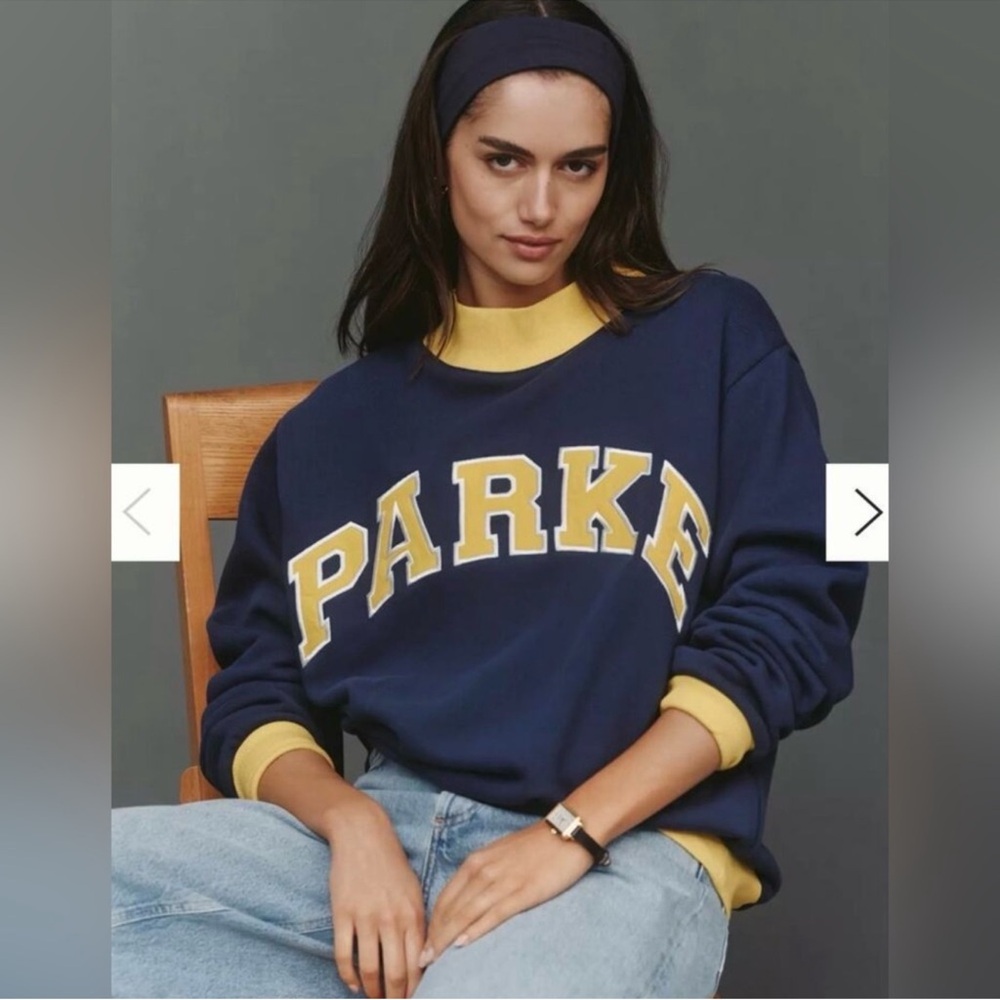 Parke Navy and Yellow Lettered Women's Sweatshirt